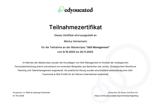 Teilnahmezertifikat Teilnahmezertifikat